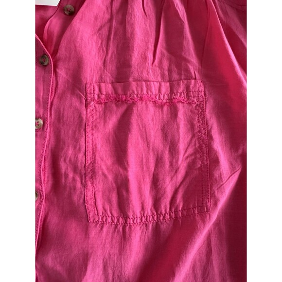 Pilcro Anthropologie Oversized Pink Tunic Blouse Size XS Raw Hem Beachy Boho Top - Picture 10 of 11